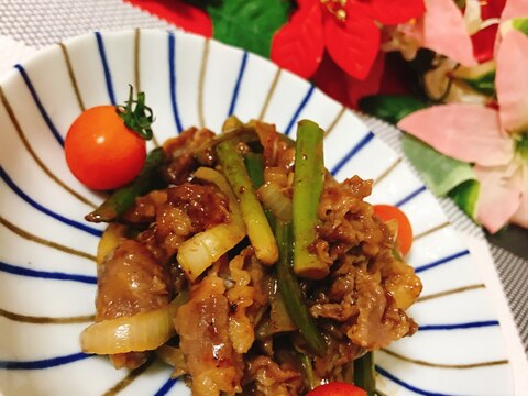 ニンニクの芽と牛肉の炒めもの